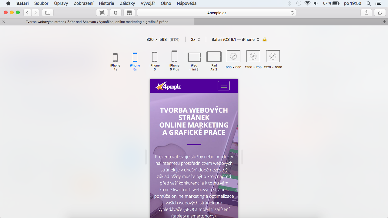 Aktivní reagující návrhový režim (Responzivní Design)