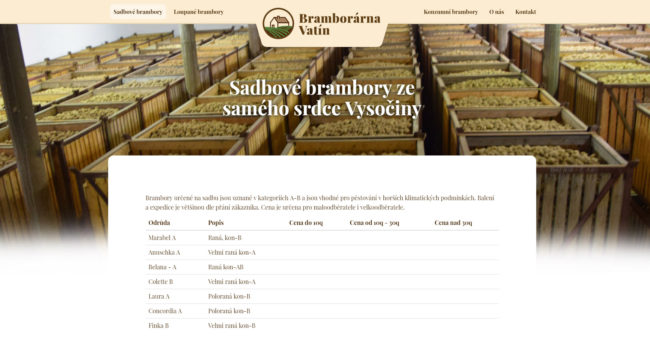 Fotografie reference - Webové stránky a logo pro bramborárnu Vatín