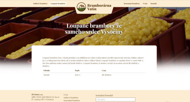 Fotografie reference - Webové stránky a logo pro bramborárnu Vatín