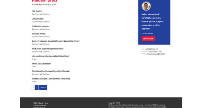 Fotografie reference - Tvorba webových stránek BDO Recruitment