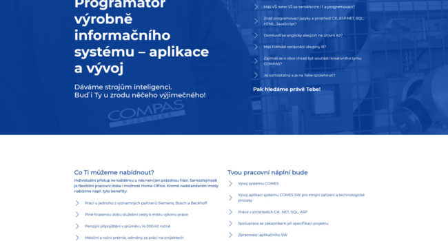 Fotografie reference - Realizace webových stránek – Kariéra Compas automatizace