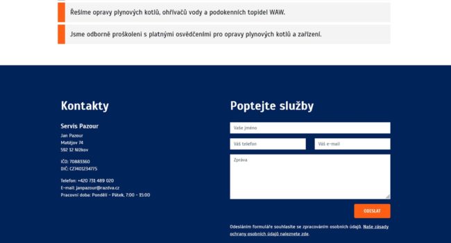 Fotografie reference - Tvorba webových stránek – Servis Pazour