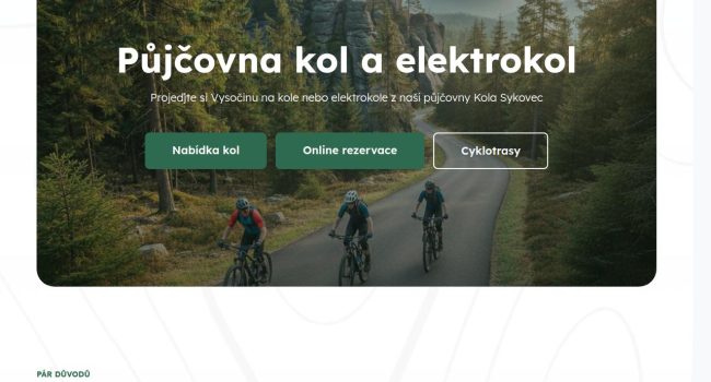Fotografie reference - Realizace webových stránek pro půjčovnu kol Kola Sykovec